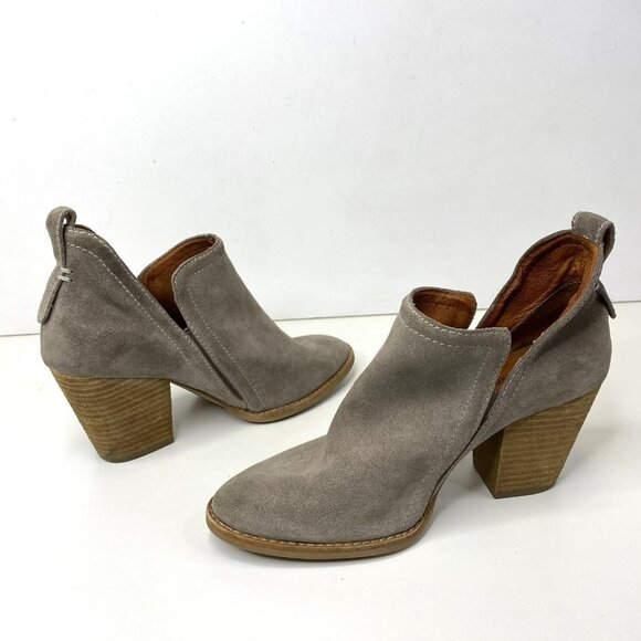Jeffrey Campbell Ankle Booties Women Size 8 Suede Taupe Gray Boots Heel Pull On - Picture 6 of 9
